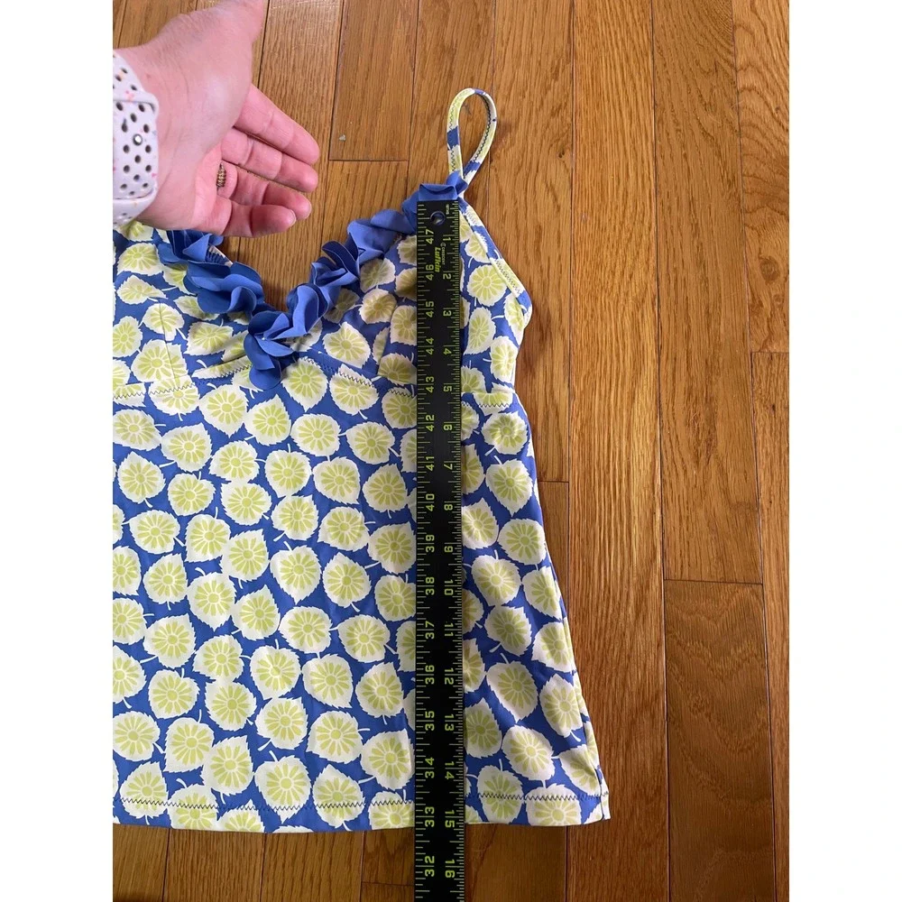 Boden Blue Lime Floral Ruffle‎ Tankini Top WB007 Womens Size 6 US